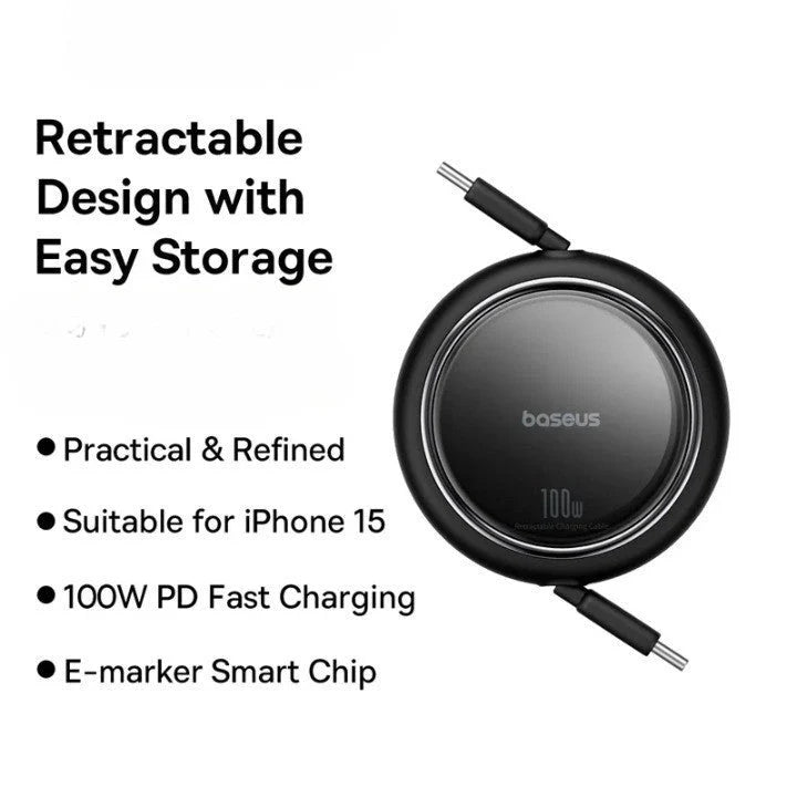 USB-C Charging Cable Retractable 6A Fast Charging