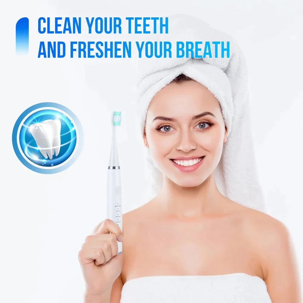 Ultrasonic Tooth Cleaner Waterproof 3 Interchangeable Heads