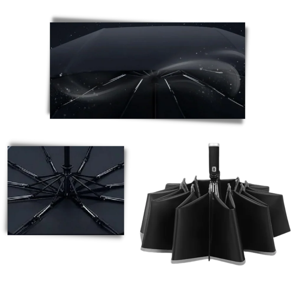 Umbrella 10-Rib Windproof Extra-Large Canopy & LED Light