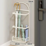 Umbrella Holder Vertical Metal Grid Removable Drip Tray Space-Saving