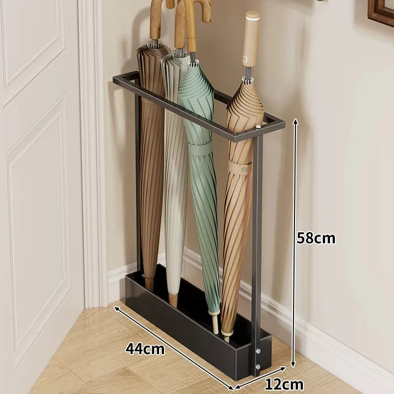Umbrella Holder Vertical Metal Grid Removable Drip Tray Space-Saving