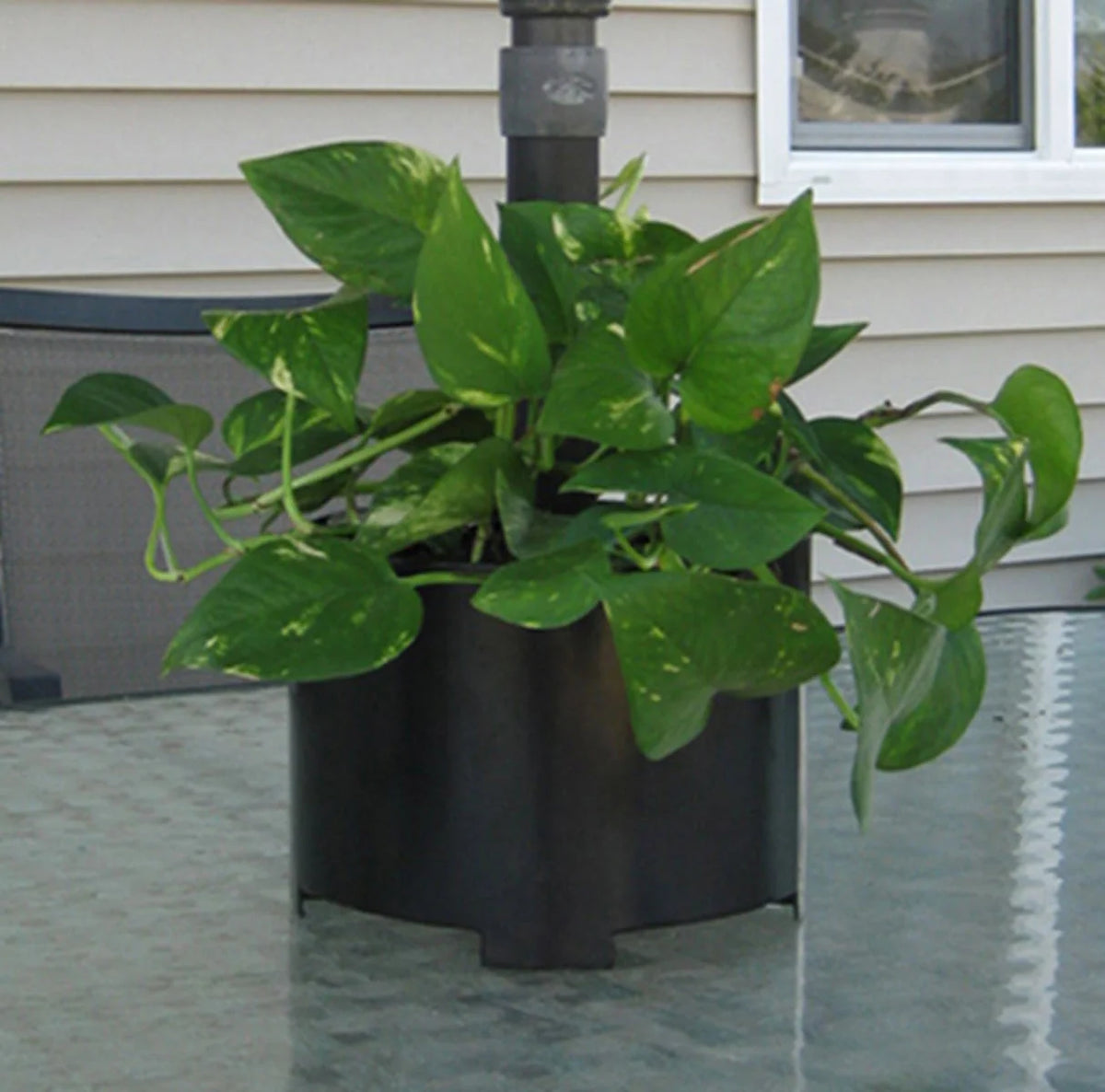 Umbrella Table Planter Galvanized Steel Two-Piece Set