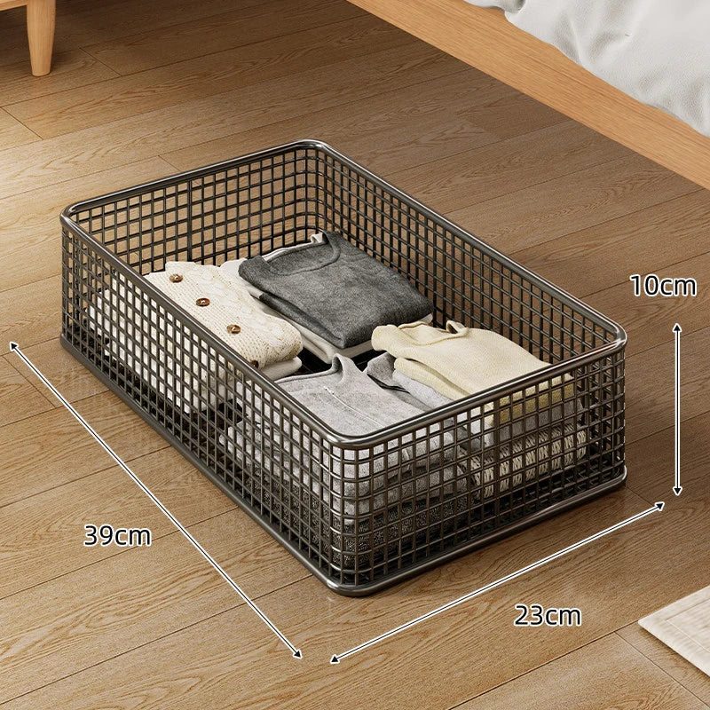 Under-Bed Storage Basket Metal Wire Breathable Open-Grid