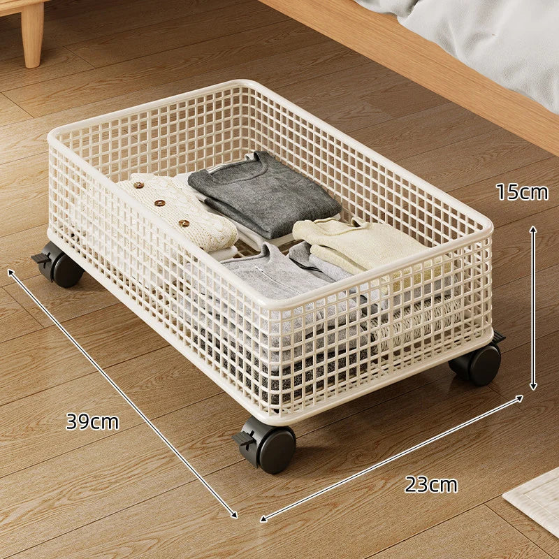 Under-Bed Storage Basket Metal Wire Breathable Open-Grid
