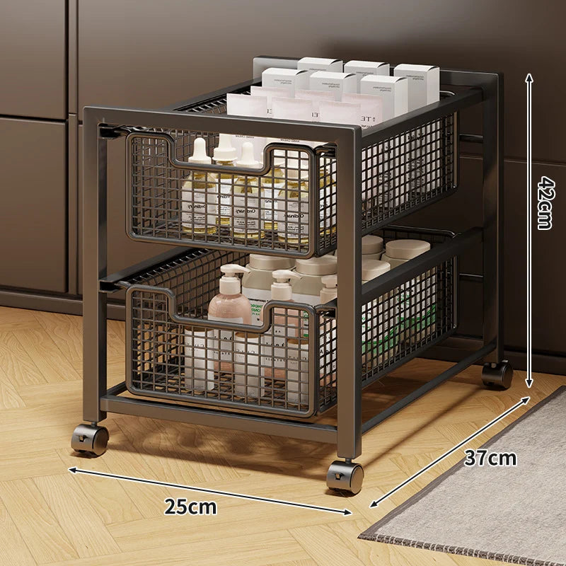 Under-Cabinet Organizer Sliding Mesh Baskets Rust-Resistant Steel