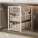 Under-Cabinet Organizer Sliding Mesh Baskets Rust-Resistant Steel