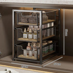 Under-Cabinet Organizer Sliding Mesh Baskets Rust-Resistant Steel