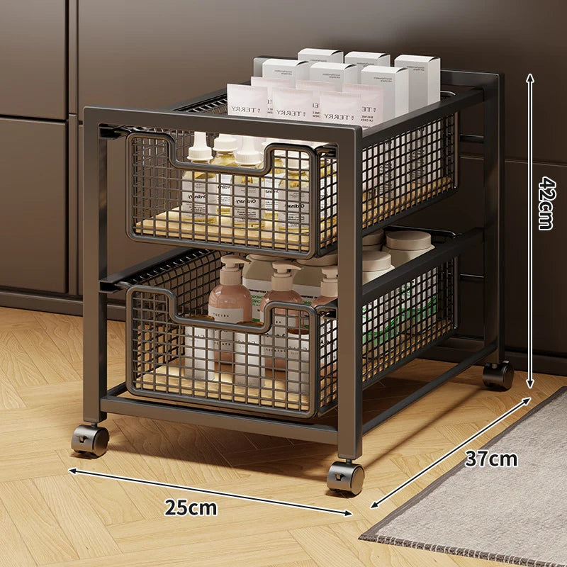 Under-Cabinet Organizer Sliding Mesh Baskets Rust-Resistant Steel