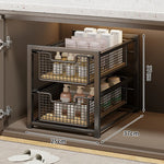 Under-Cabinet Organizer Sliding Mesh Baskets Rust-Resistant Steel