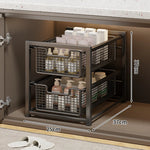 Under-Cabinet Organizer Sliding Mesh Baskets Rust-Resistant Steel