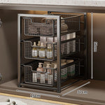 Under-Cabinet Organizer Sliding Mesh Baskets Rust-Resistant Steel