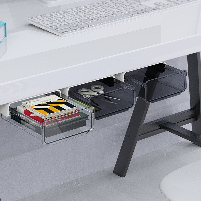 Under Desk Drawer Self-Adhesive Transparent Storage