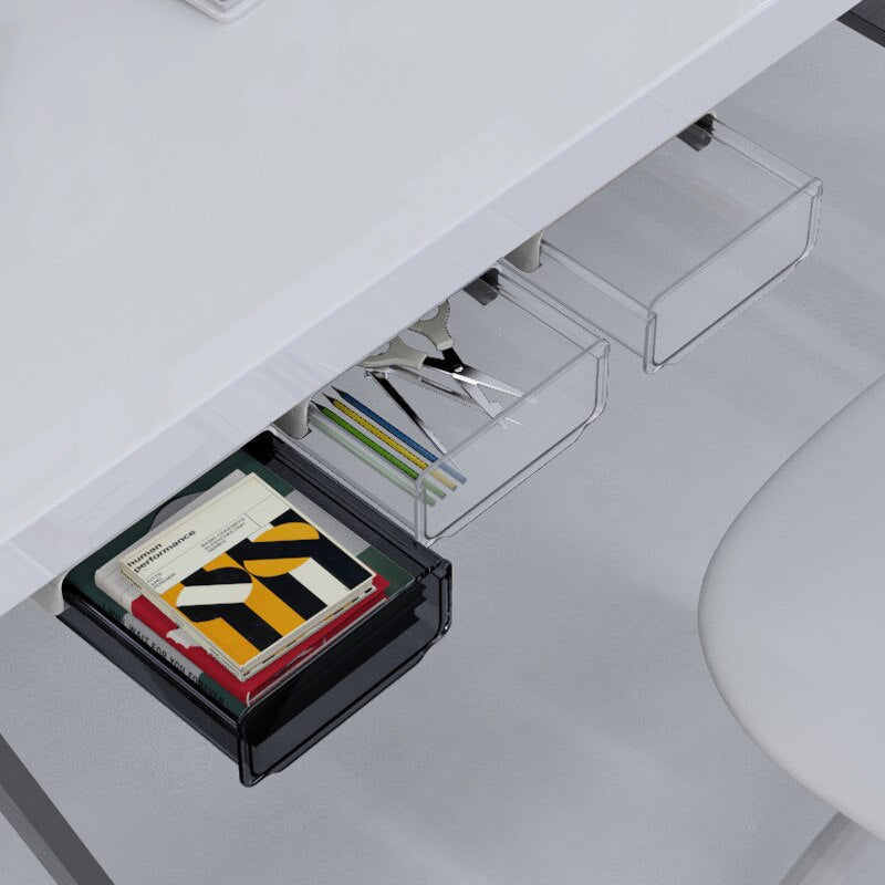 Under Desk Drawer Self-Adhesive Transparent Storage