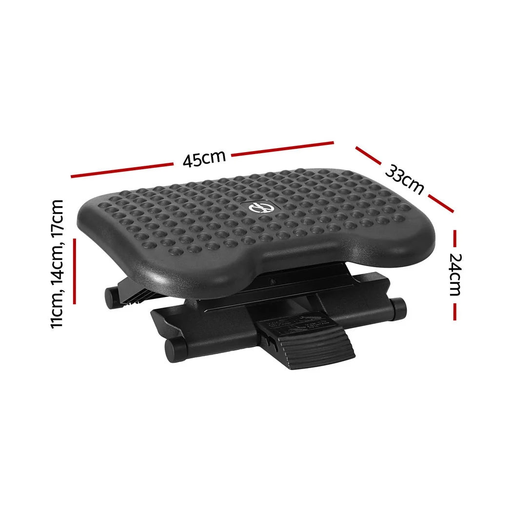 Under-Desk Foot Rest Adjustable Tilt & Acupressure Top Non-Slip Base