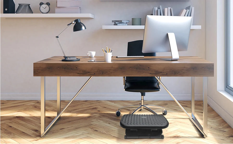 Under-Desk Foot Rest Adjustable Tilt & Acupressure Top Non-Slip Base