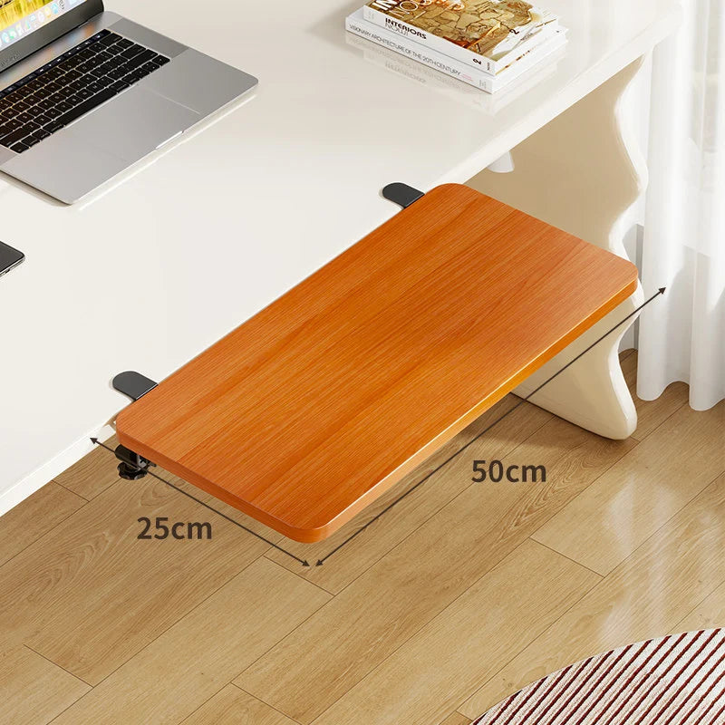 Under-Desk Keyboard Tray Bamboo Clamp-On Pull-Out
