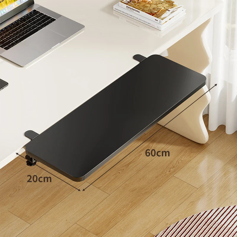Under-Desk Keyboard Tray Bamboo Clamp-On Pull-Out