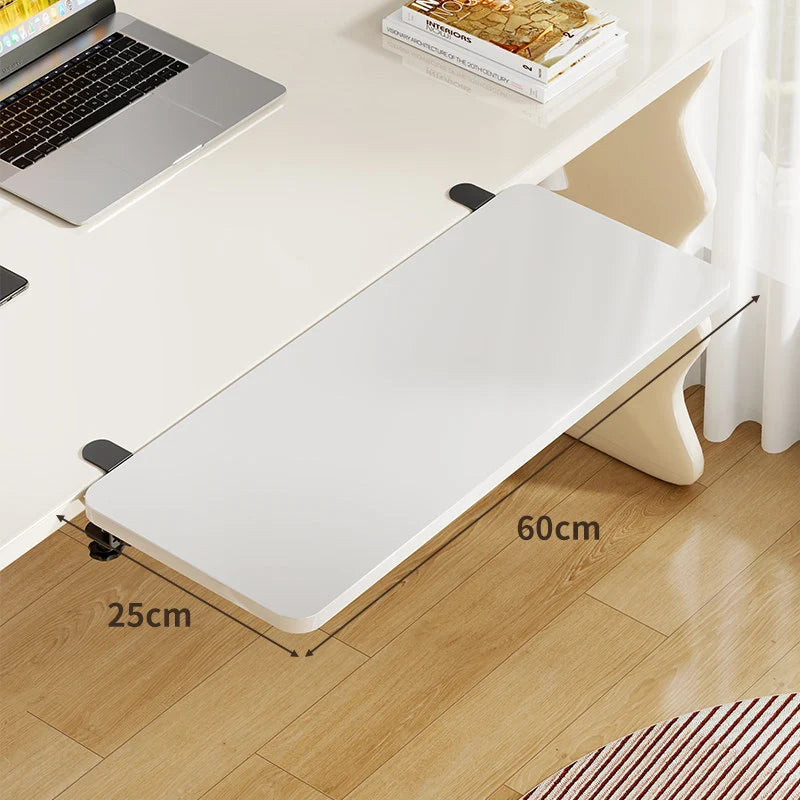 Under-Desk Keyboard Tray Bamboo Clamp-On Pull-Out