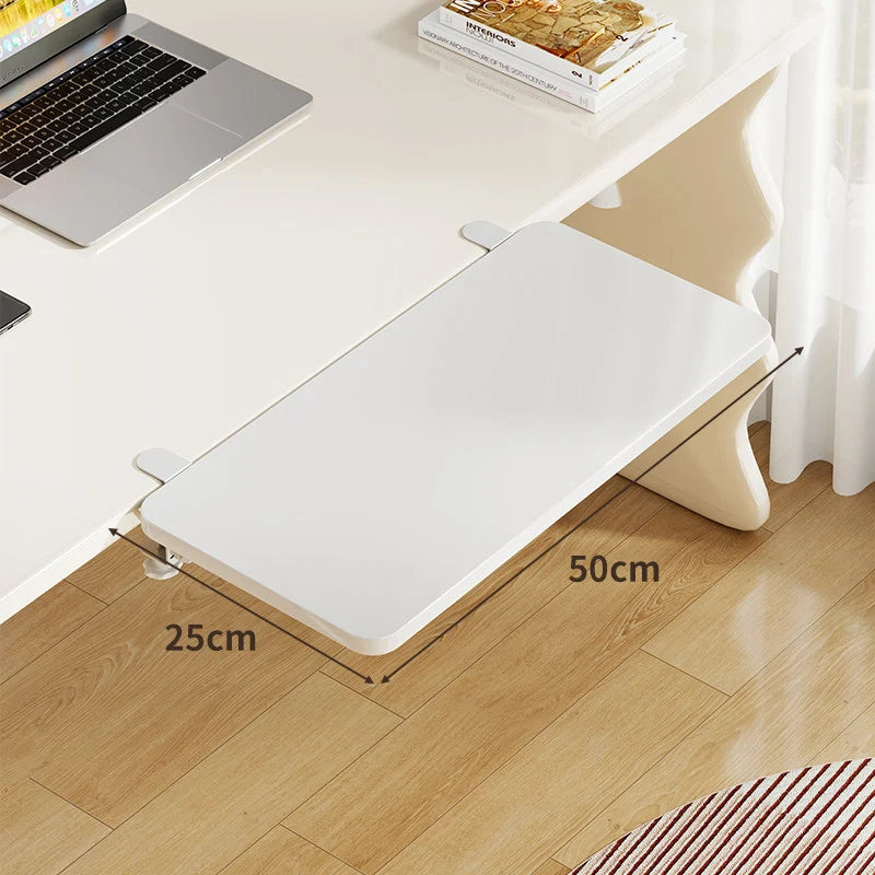Under-Desk Keyboard Tray Bamboo Clamp-On Pull-Out