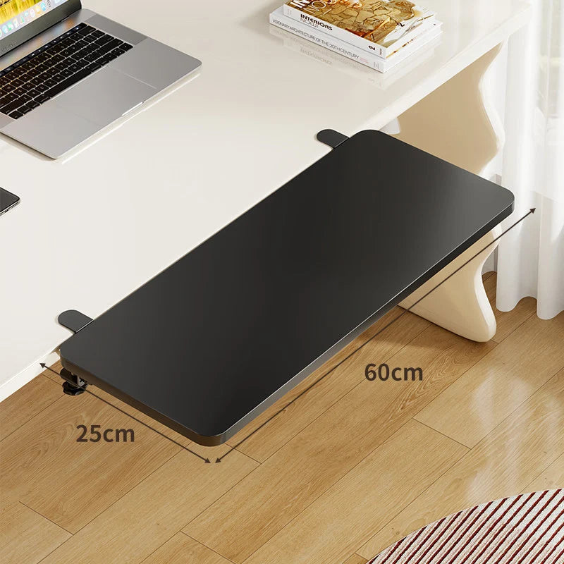 Under-Desk Keyboard Tray Bamboo Clamp-On Pull-Out