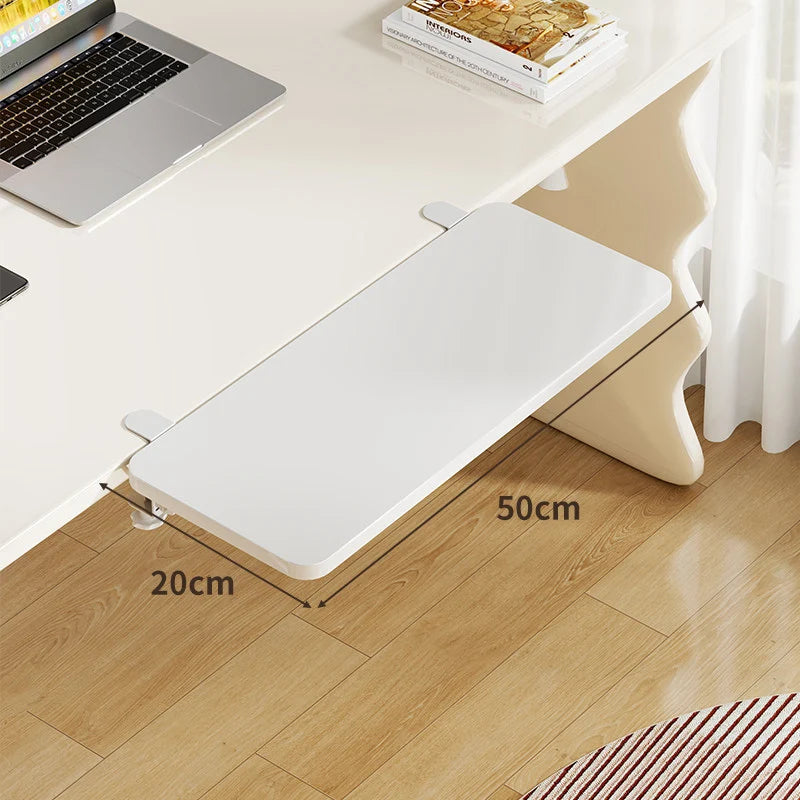 Under-Desk Keyboard Tray Bamboo Clamp-On Pull-Out