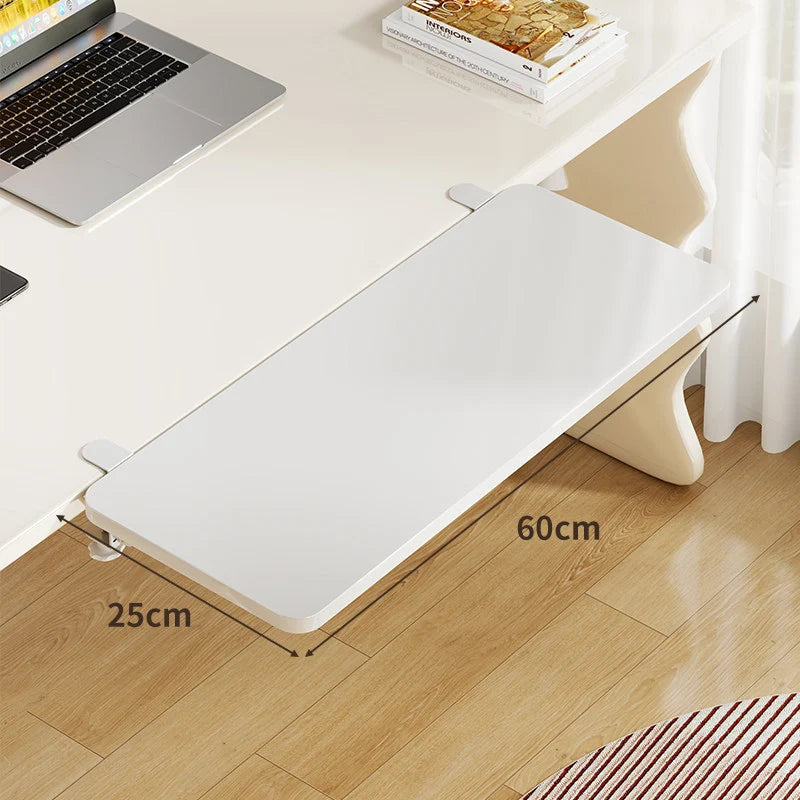 Under-Desk Keyboard Tray Bamboo Clamp-On Pull-Out