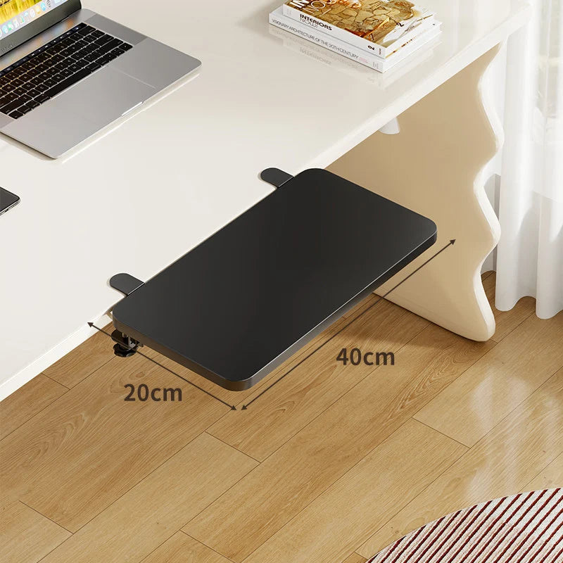 Under-Desk Keyboard Tray Bamboo Clamp-On Pull-Out