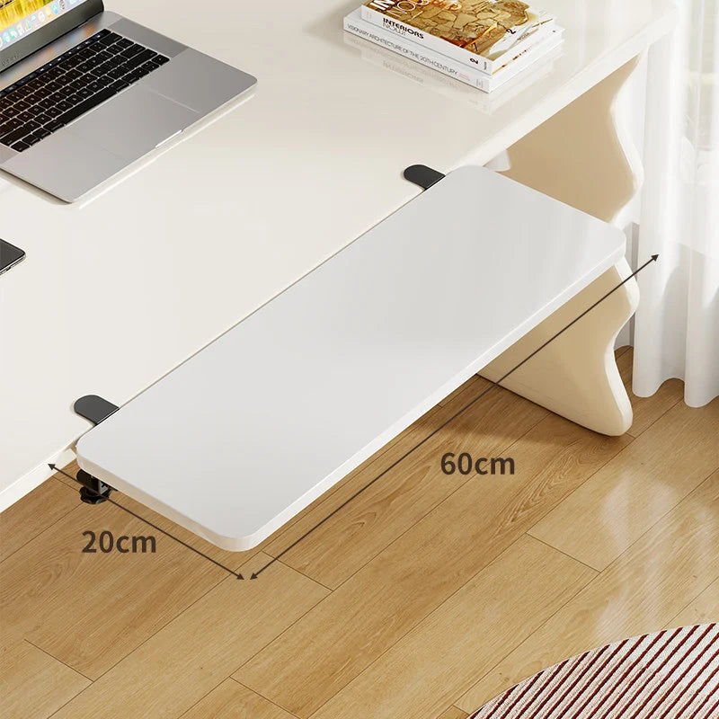 Under-Desk Keyboard Tray Bamboo Clamp-On Pull-Out