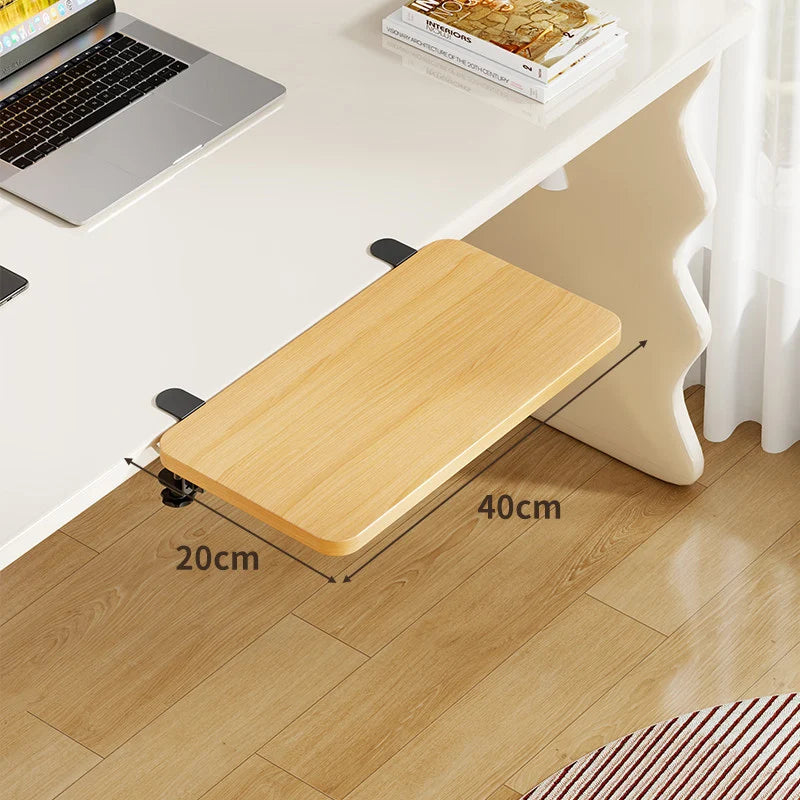 Under-Desk Keyboard Tray Bamboo Clamp-On Pull-Out