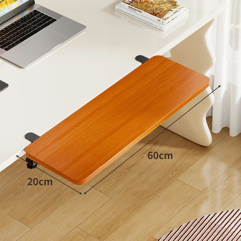 Under-Desk Keyboard Tray Bamboo Clamp-On Pull-Out