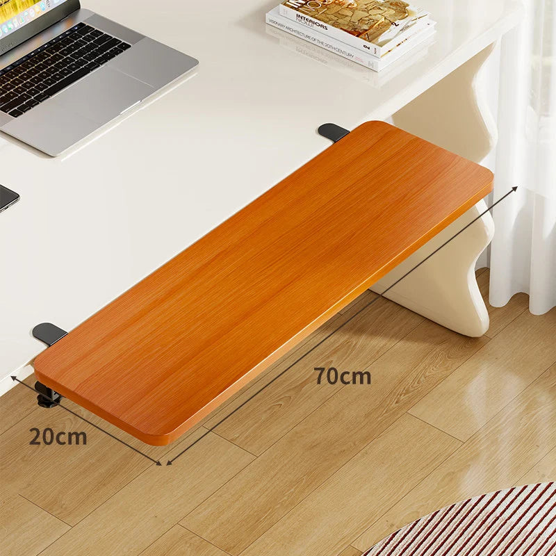 Under-Desk Keyboard Tray Bamboo Clamp-On Pull-Out