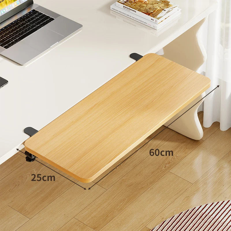Under-Desk Keyboard Tray Bamboo Clamp-On Pull-Out