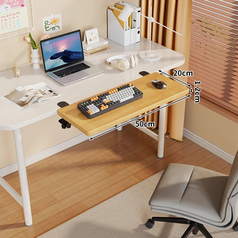 Under-Desk Keyboard Tray Foldable Pull-Out Space-Saving Shelf