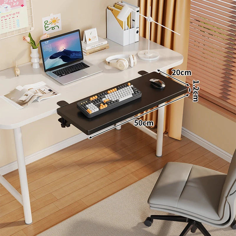 Under-Desk Keyboard Tray Foldable Pull-Out Space-Saving Shelf