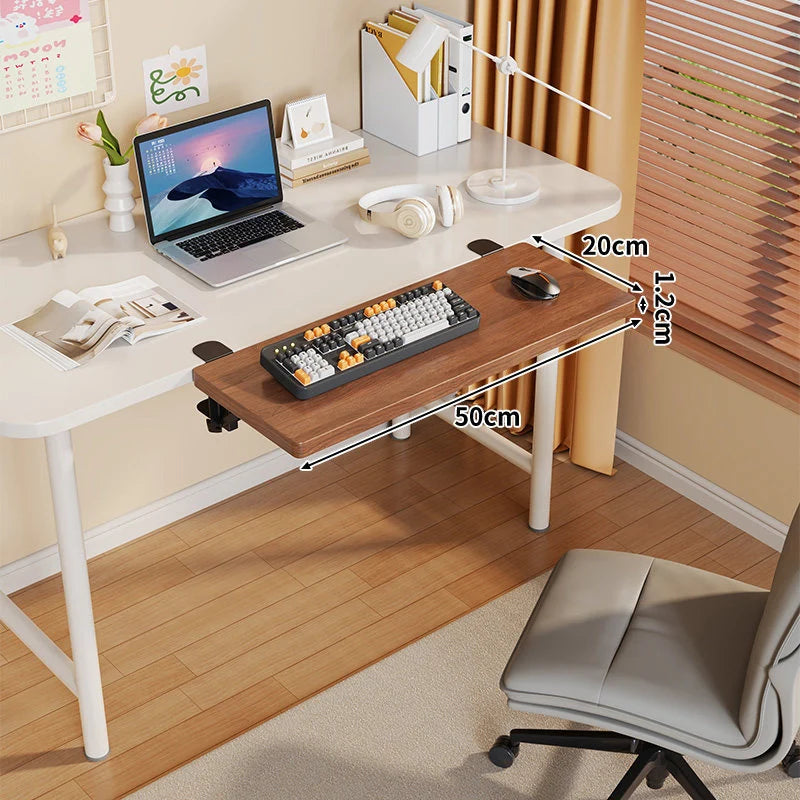 Under-Desk Keyboard Tray Foldable Pull-Out Space-Saving Shelf