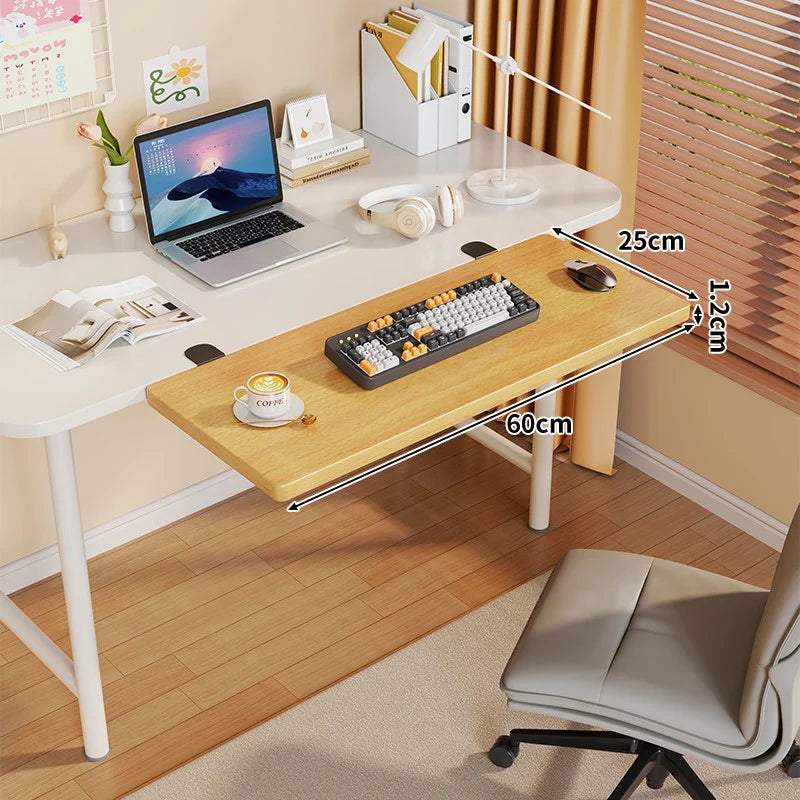 Under-Desk Keyboard Tray Foldable Pull-Out Space-Saving Shelf