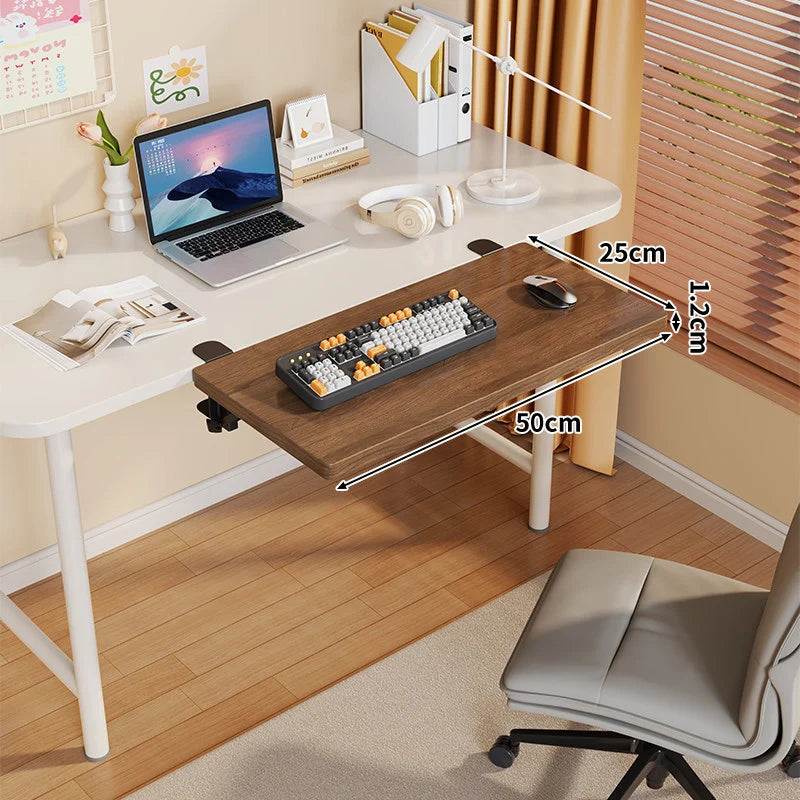 Under-Desk Keyboard Tray Foldable Pull-Out Space-Saving Shelf