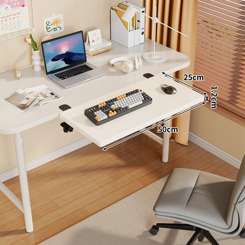 Under-Desk Keyboard Tray Foldable Pull-Out Space-Saving Shelf