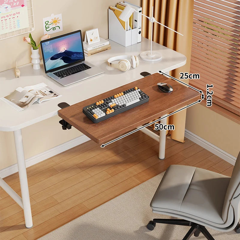 Under-Desk Keyboard Tray Foldable Pull-Out Space-Saving Shelf