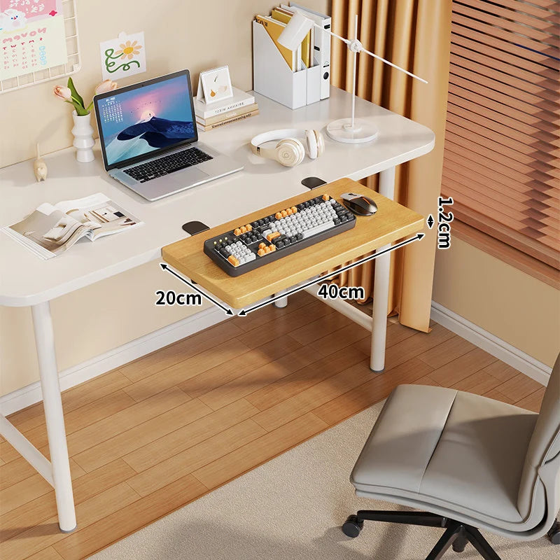 Under-Desk Keyboard Tray Foldable Pull-Out Space-Saving Shelf