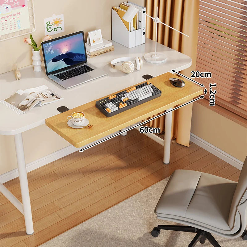 Under-Desk Keyboard Tray Foldable Pull-Out Space-Saving Shelf