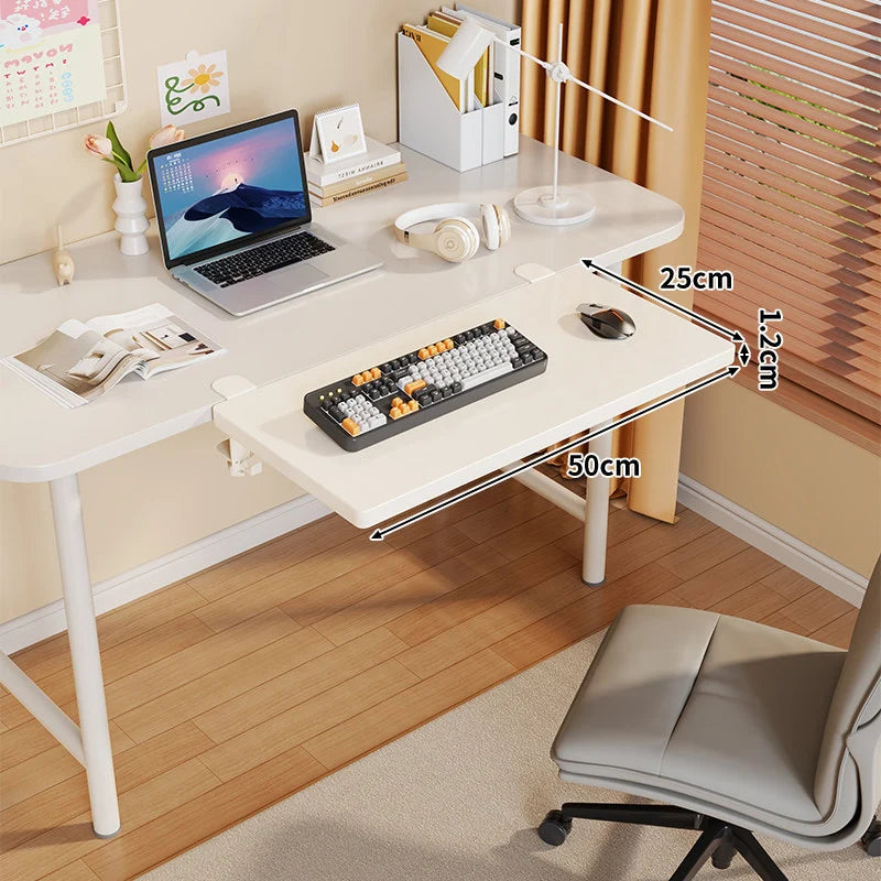Under-Desk Keyboard Tray Foldable Pull-Out Space-Saving Shelf