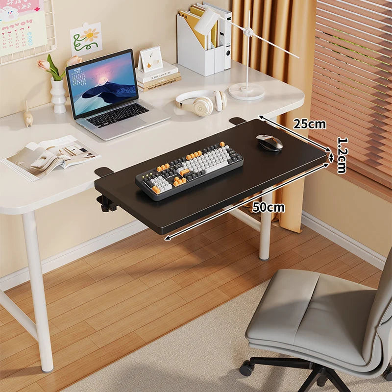Under-Desk Keyboard Tray Foldable Pull-Out Space-Saving Shelf