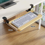 Under-Desk Keyboard Tray Pull-Out Wooden Clamp-On Non-Slip Surface