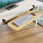 Under-Desk Keyboard Tray Pull-Out Wooden Clamp-On Non-Slip Surface
