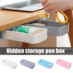 Under-Desk Storage Box Adhesive-Mount Reusable Mark-Free Adhesive