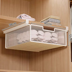 Under-Shelf Basket Organizer Pull-Out Rust-Resistant Metal Mesh Clamp-On Mounting