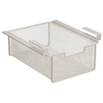 Under-Shelf Basket Organizer Pull-Out Rust-Resistant Metal Mesh Clamp-On Mounting