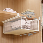 Under-Shelf Basket Organizer Pull-Out Rust-Resistant Metal Mesh Clamp-On Mounting
