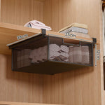 Under-Shelf Basket Organizer Pull-Out Rust-Resistant Metal Mesh Clamp-On Mounting